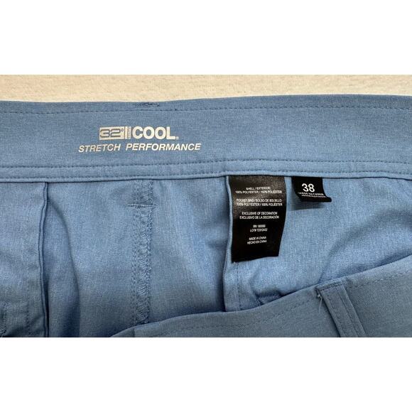 '32 Degrees Cool' Men's Stretch Performance Shorts Blue Size 38 - Picture 2 of 6